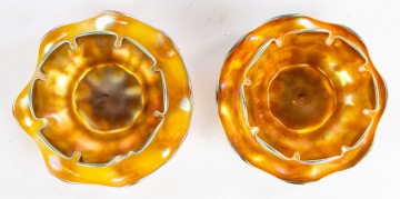 Tiffany Studios Favrile Ruffles Edge Dishes and Finger Bowls